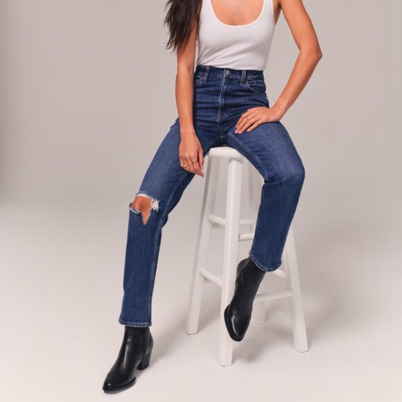 Abercrombie & Fitch Curve Love Extra Short High Rise Straight Leg Ankle XS 27 4 - Picture 2 of 13